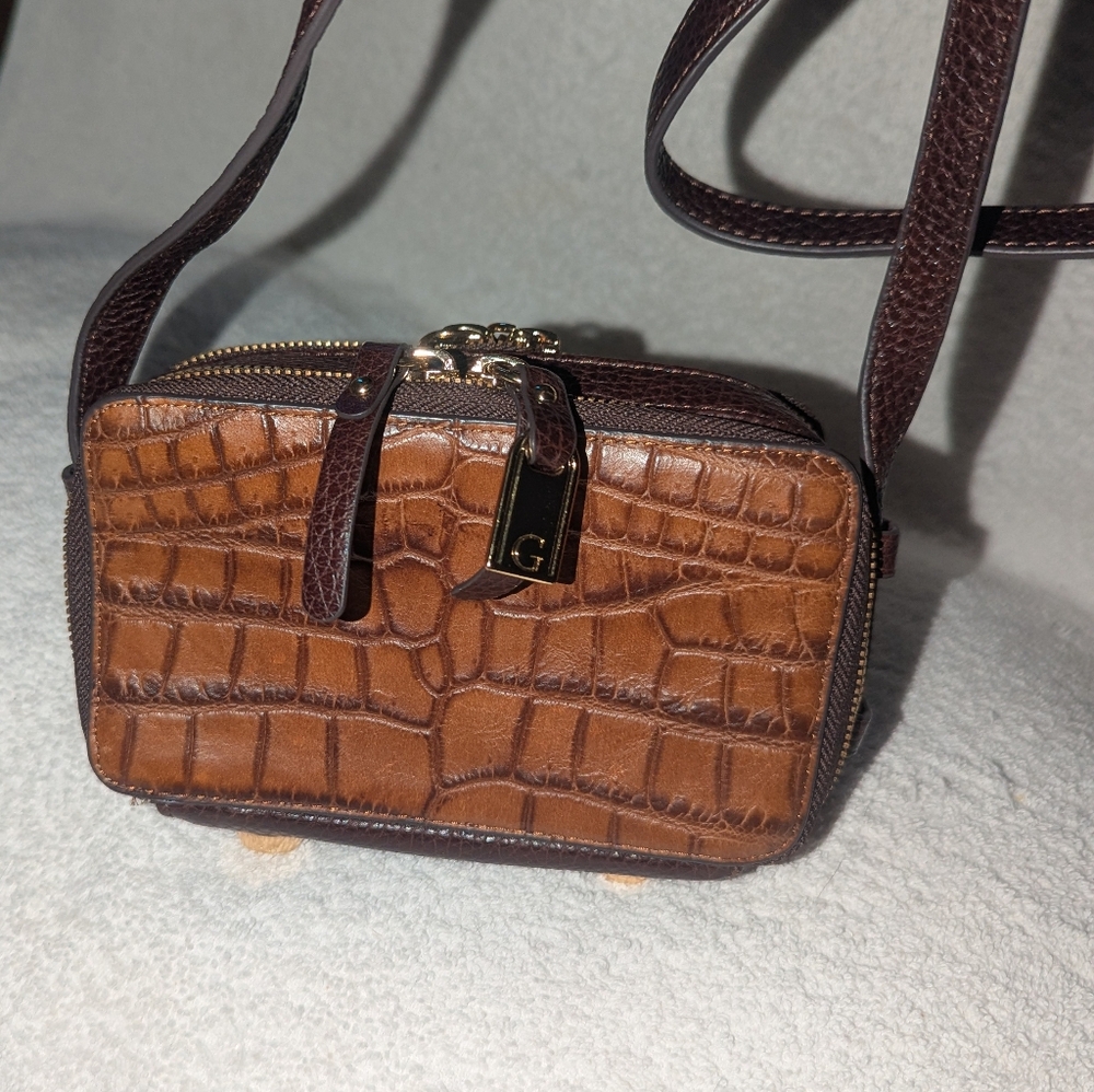 G.I.L.I. Brown Mini  Crock Embossed Crossbody Bag. Got It Love It.